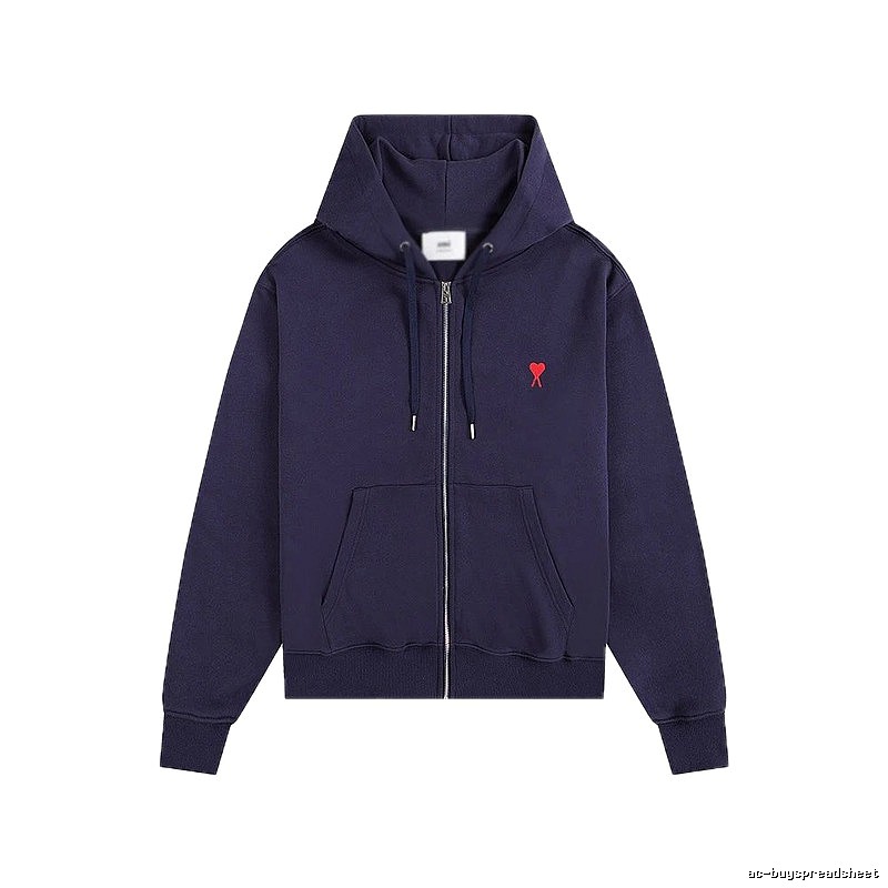 AMI Love Embroidery Style Dark Blue Hoodie