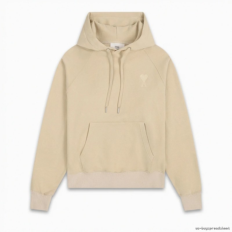 AMI Love Minimalist Style Beige Hoodie