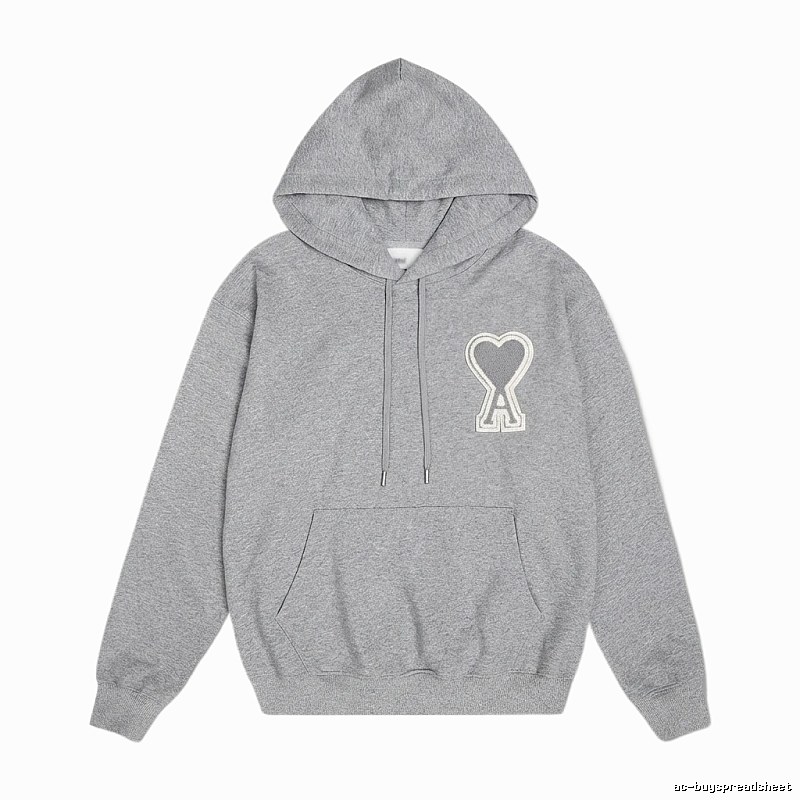 AMI Love Minimalist Style Grey Hoodie