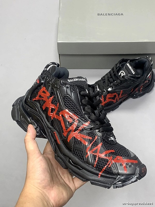 Balenciaga Black Red Runner Sneaker with Black Runner Detail