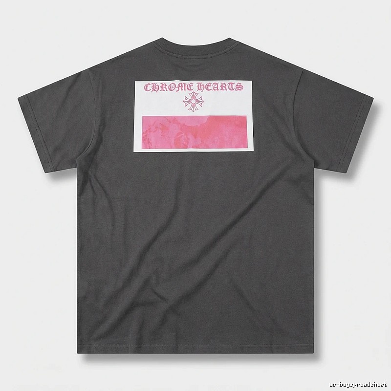 Black T-shirt with Chrome Hearts print style