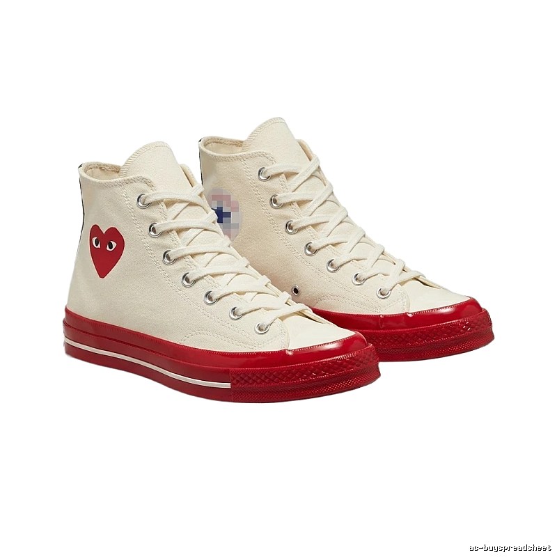 CDG Love High-top Red and White Shoes