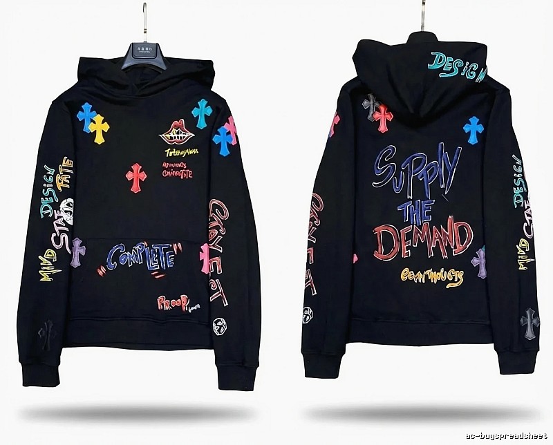 Chrome Hearts Graffiti Trendy Black Hoodie