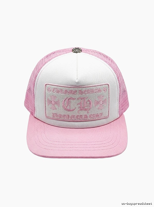 Chrome Hearts Pink and White Patchwork Trendy Hat