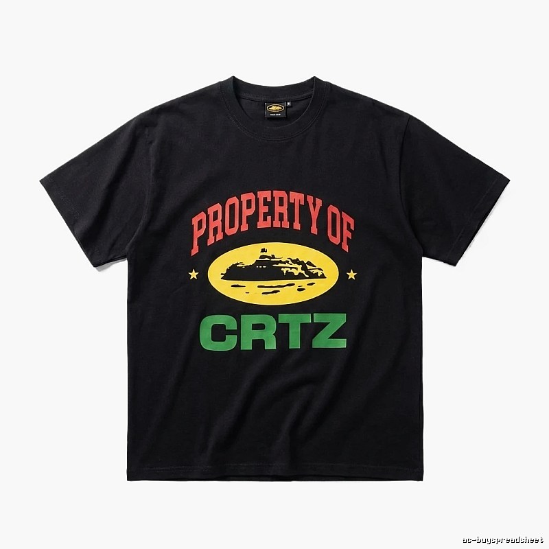 Corteiz Black "PROPERTY OF" Streetwear Short-sleeve Shirt