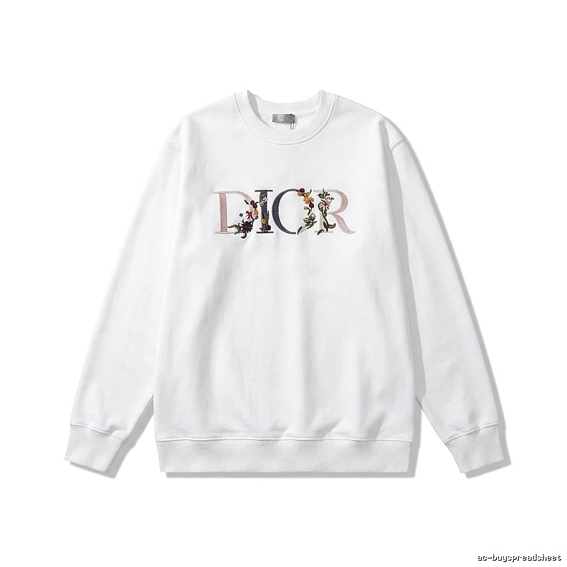 Dior floral embroidery style white sweatshirt