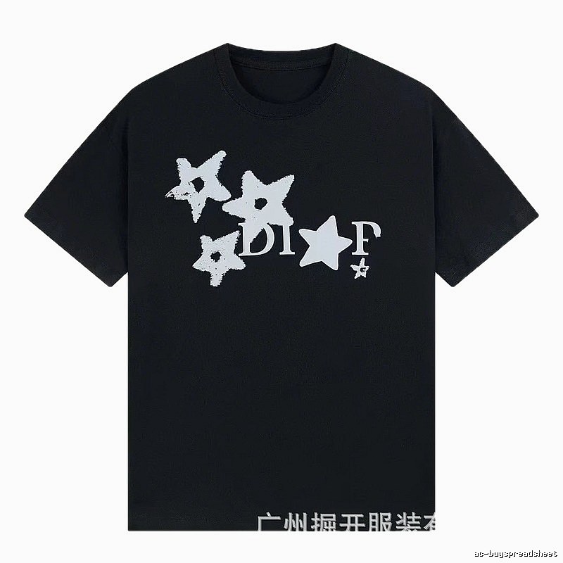 Dior Star Print Street Style Black T-Shirt