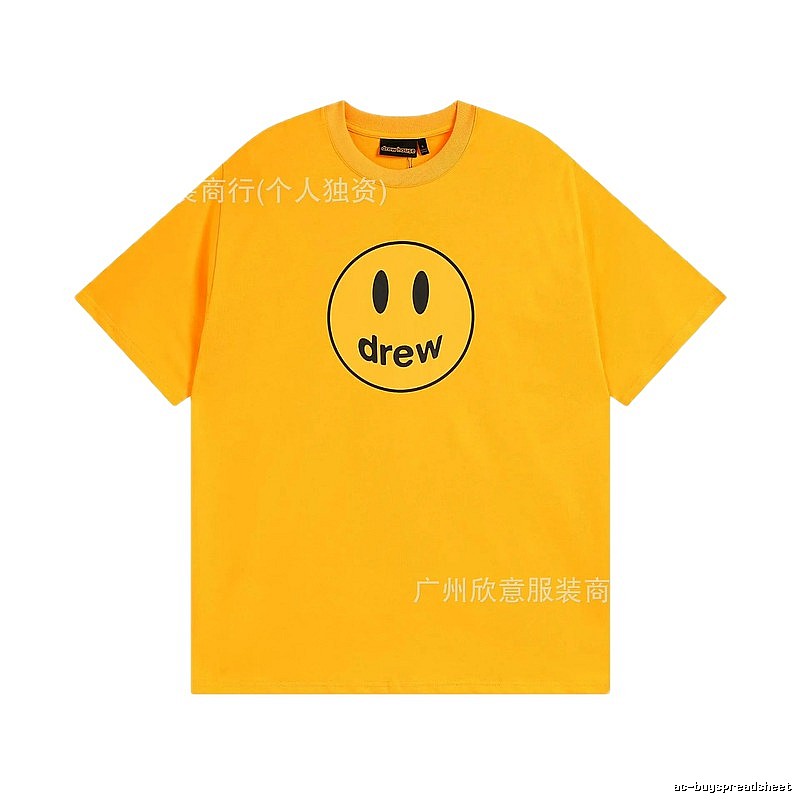 DREW Smiley Face Street Style Yellow Short Sleeve T-shirt
