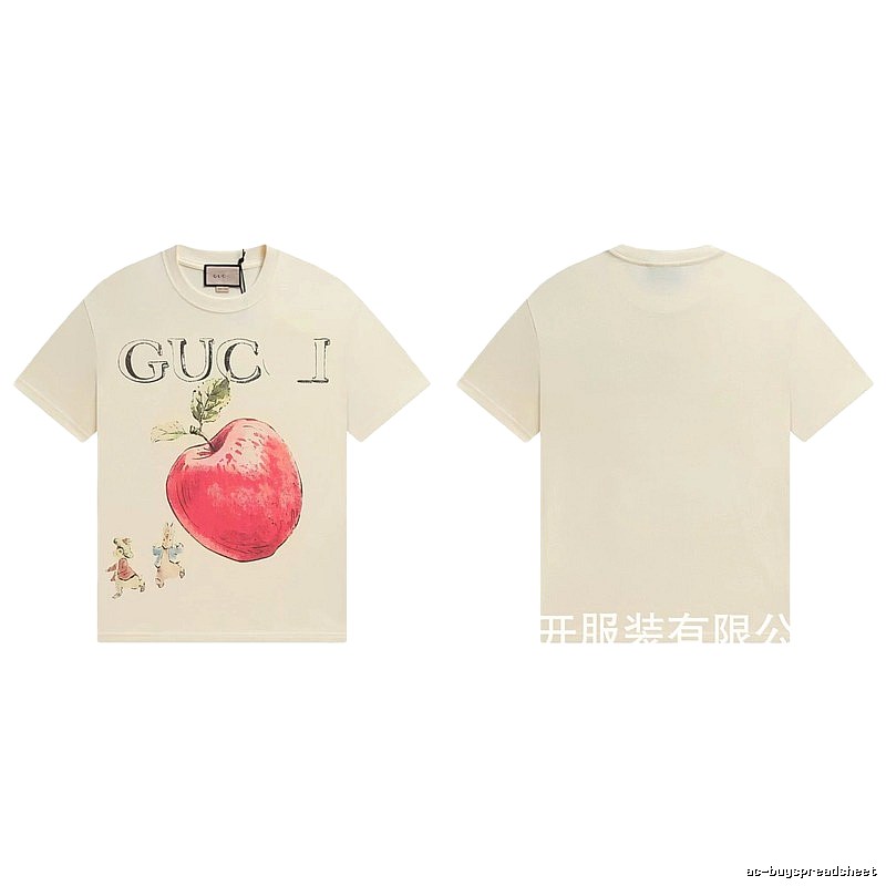 Gucci Apple Print Vintage Style Off-White T-Shirt