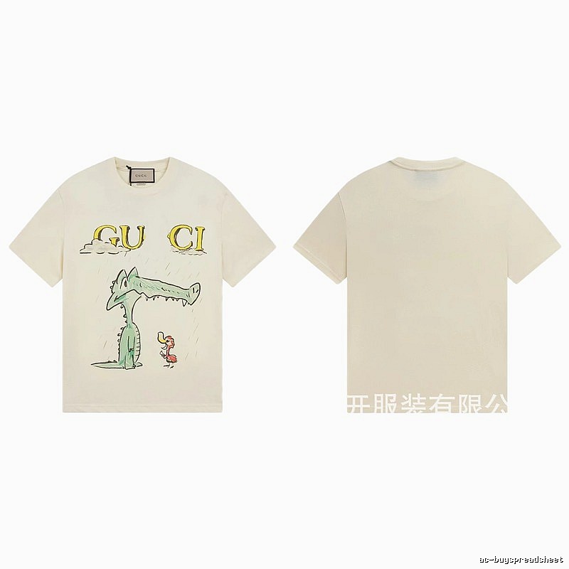 Gucci Crocodile Print Childlike Off-white T-Shirt