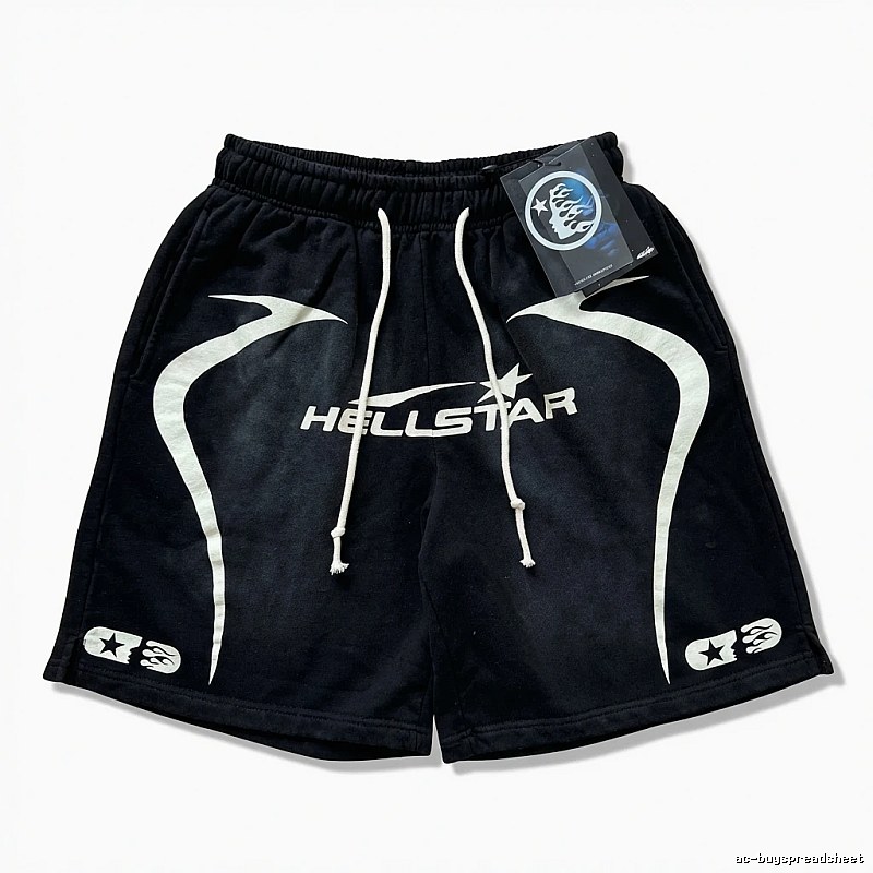 Hellstar dark-style black shorts