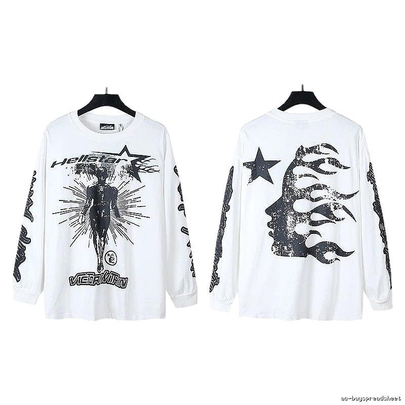 Hellstar dark style white long-sleeved shirt