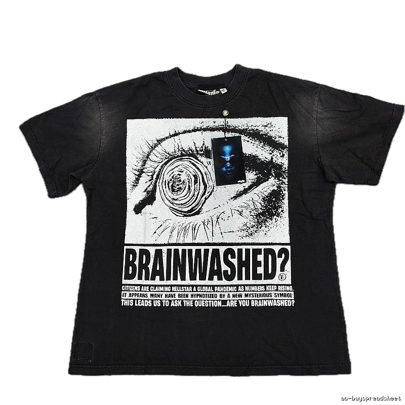 Hellstar Eye Print Street Style Black T-shirt
