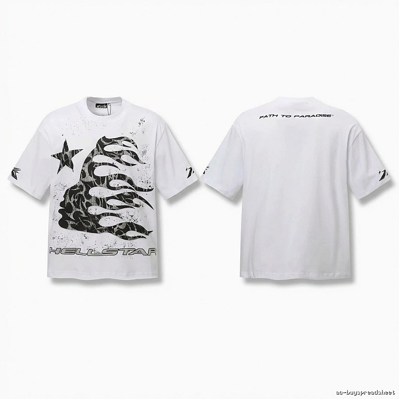 Hellstar Flame Print Style White T-shirt