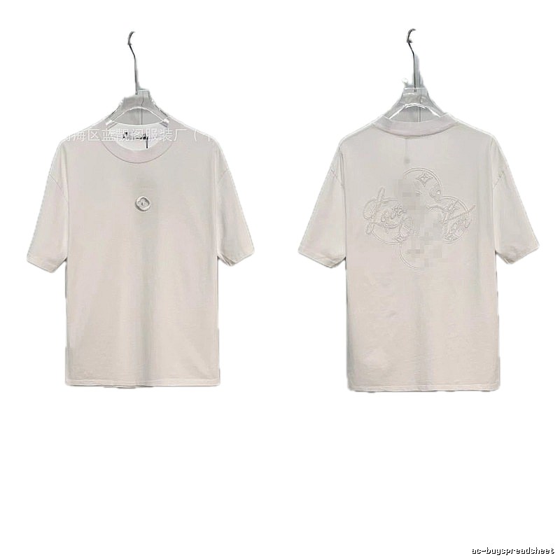 Louis Vuitton Monogram Embroidered Trendy Style White T-Shirt