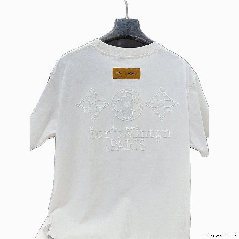 Louis Vuitton Monogram Embroidered Trendy White T-Shirt