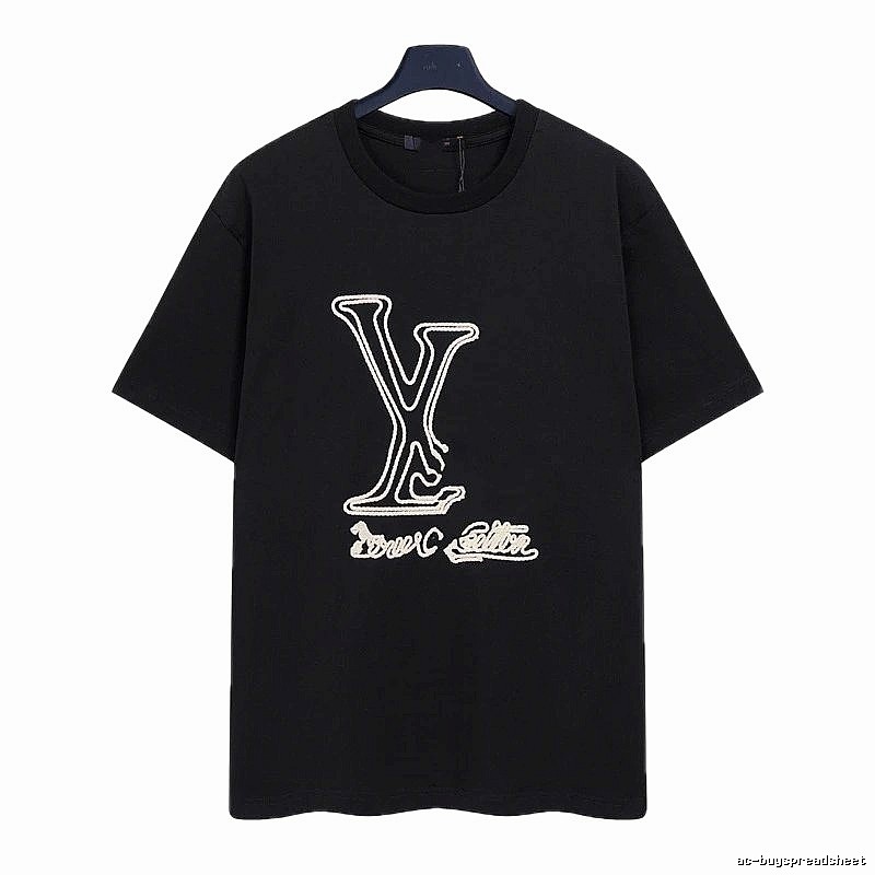Louis Vuitton Trendy Embroidered Black Short-sleeve T-shirt