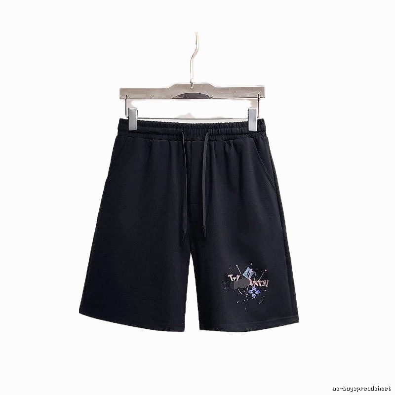 LouisVuitton Graffiti Casual Style Black Shorts