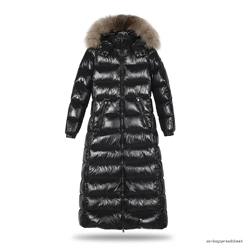 Moncler long shiny black down jacket