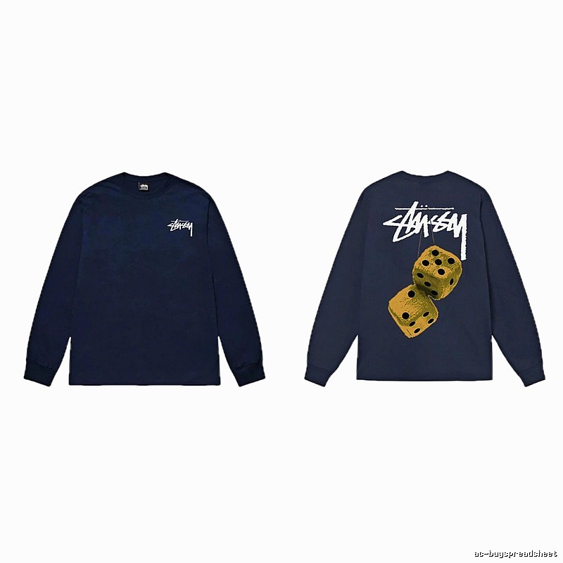 Navy long-sleeved shirt with Stussy dice print