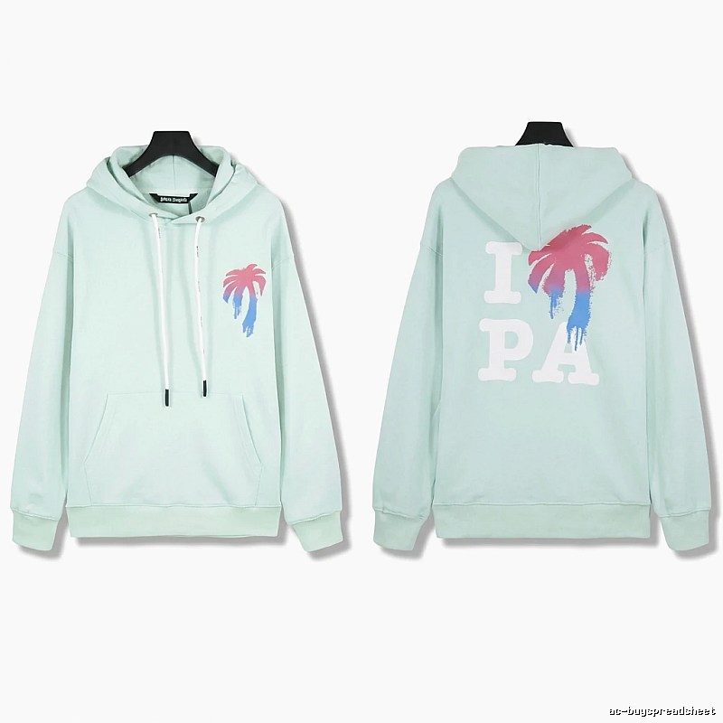 Palm Angels Palm Print Trendy Brand Light Blue Sweatshirt