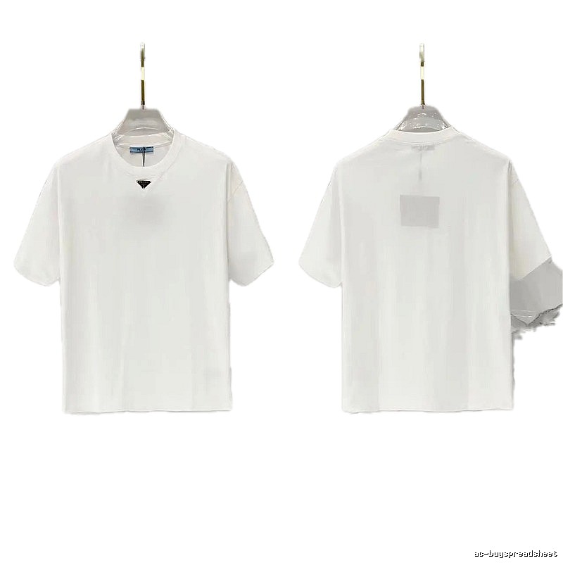 Prada Triangle Logo Minimalist Style White T-Shirt