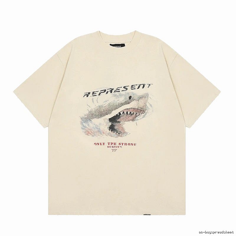 Represent Shark Print Vintage Beige T-Shirt