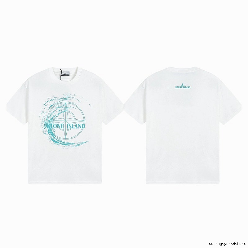 Stone Island Compass Print Street Style White T-Shirt