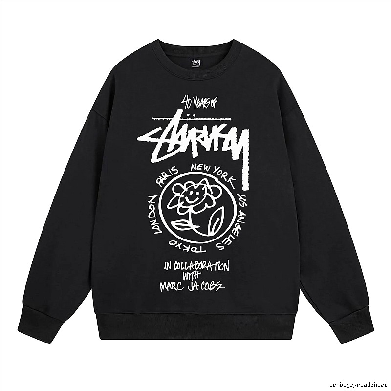 Stussy Black Style 539 Graphic SweatShirt Campus Look