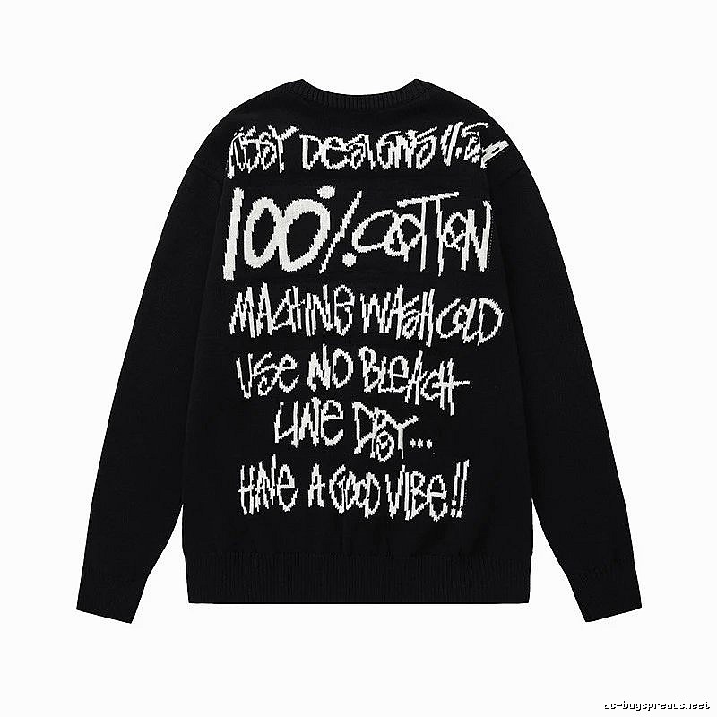 Stussy Black Swirl Graphic SweatShirt Relaxed Styling