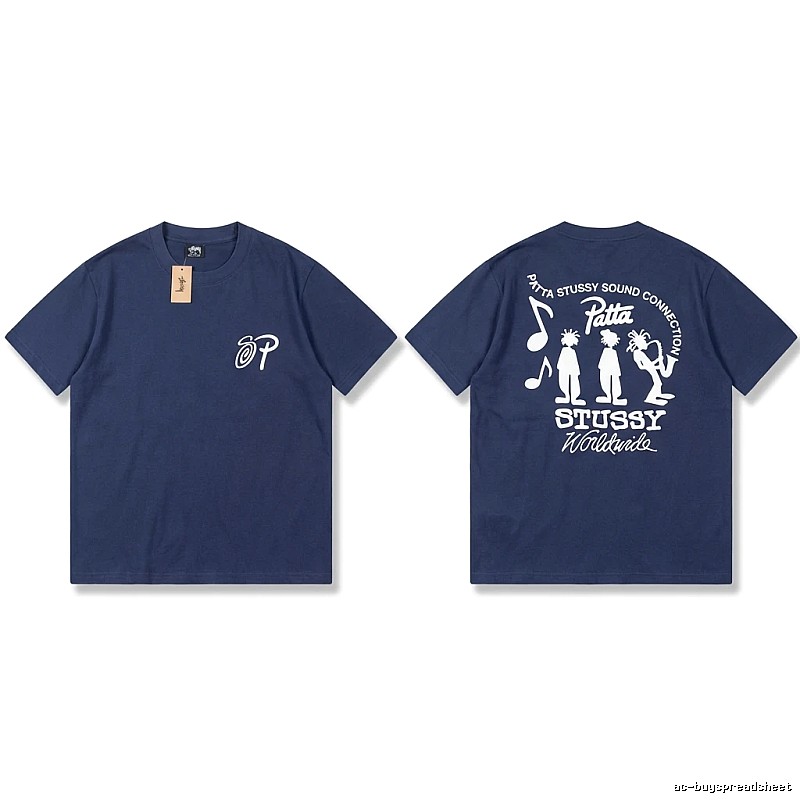 Stussy Co-branded Hip-hop Style Navy Blue T-shirt