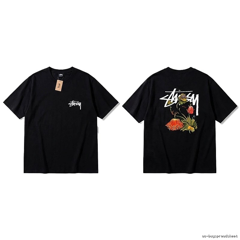Stussy Floral Style Black T-shirt
