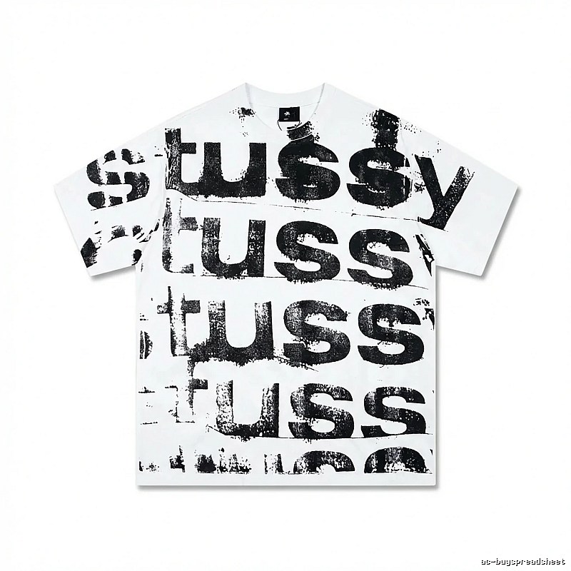 Stussy letter print white T-shirt