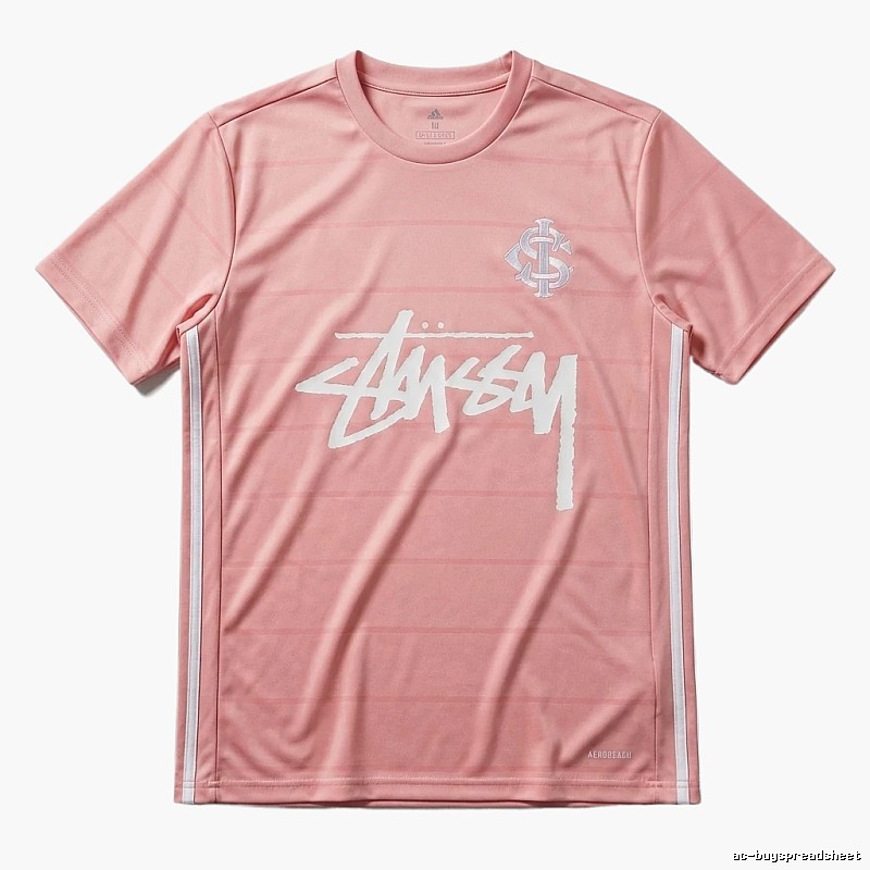 Stussy trendy brand pink striped T-shirt