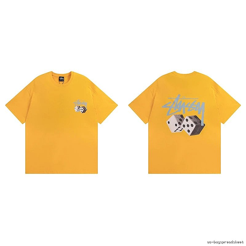 Stussy Yellow Spider Graphic T-Shirt Summer Styling Logo