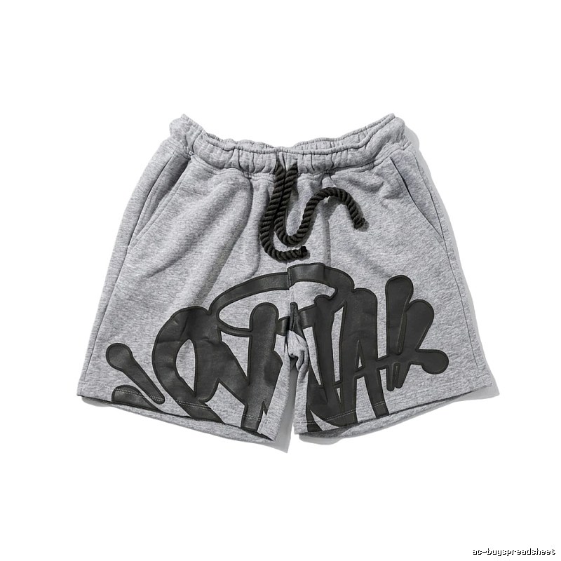SynaWorld graffiti-style gray shorts