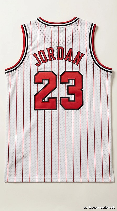 The retro white and red jersey of the Michael Jordan