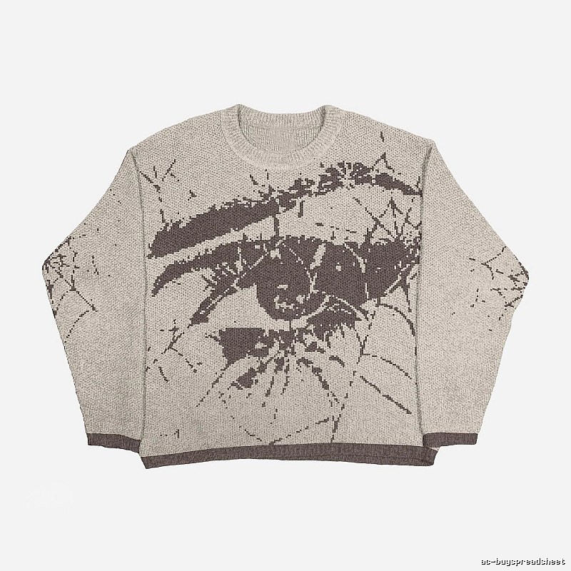 Urban Anime graphic sweater Black Knit Top with Statement Pattern